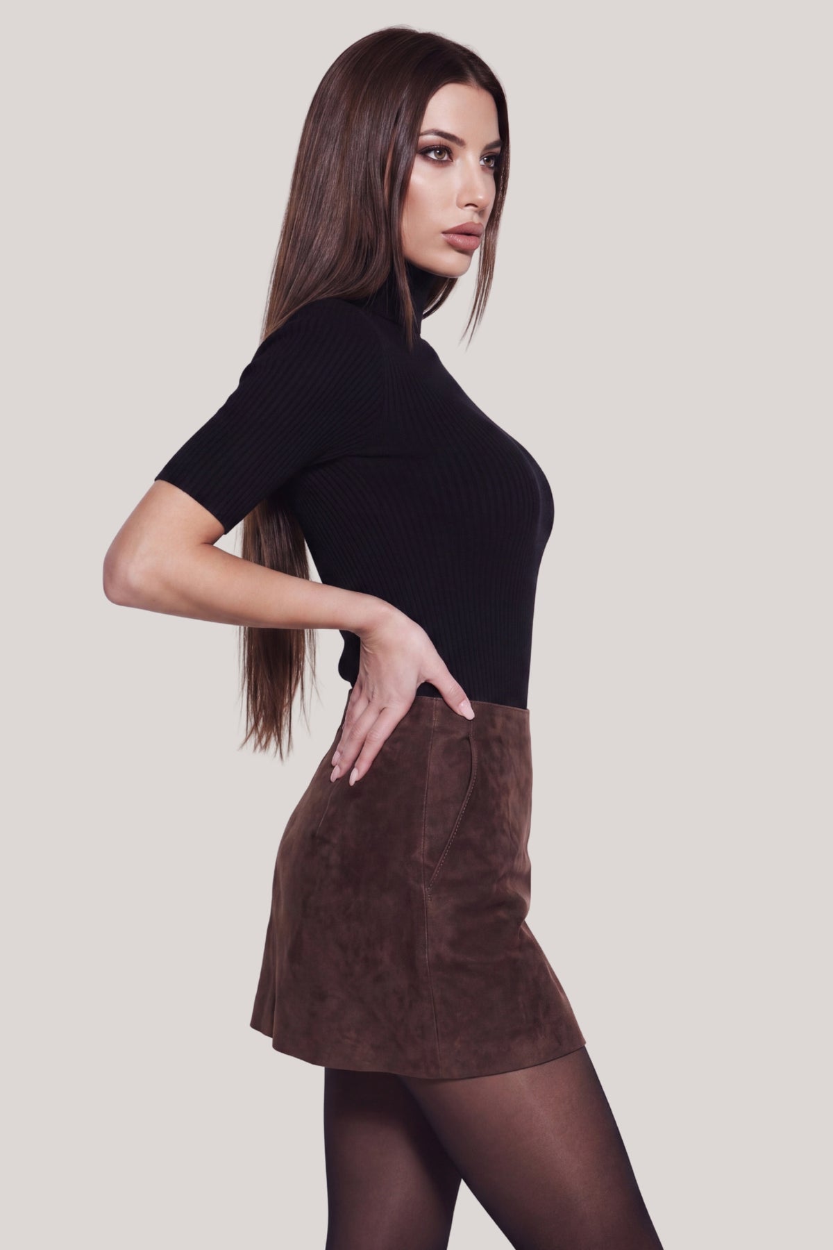 Kaltrina Suede Leather Skirt