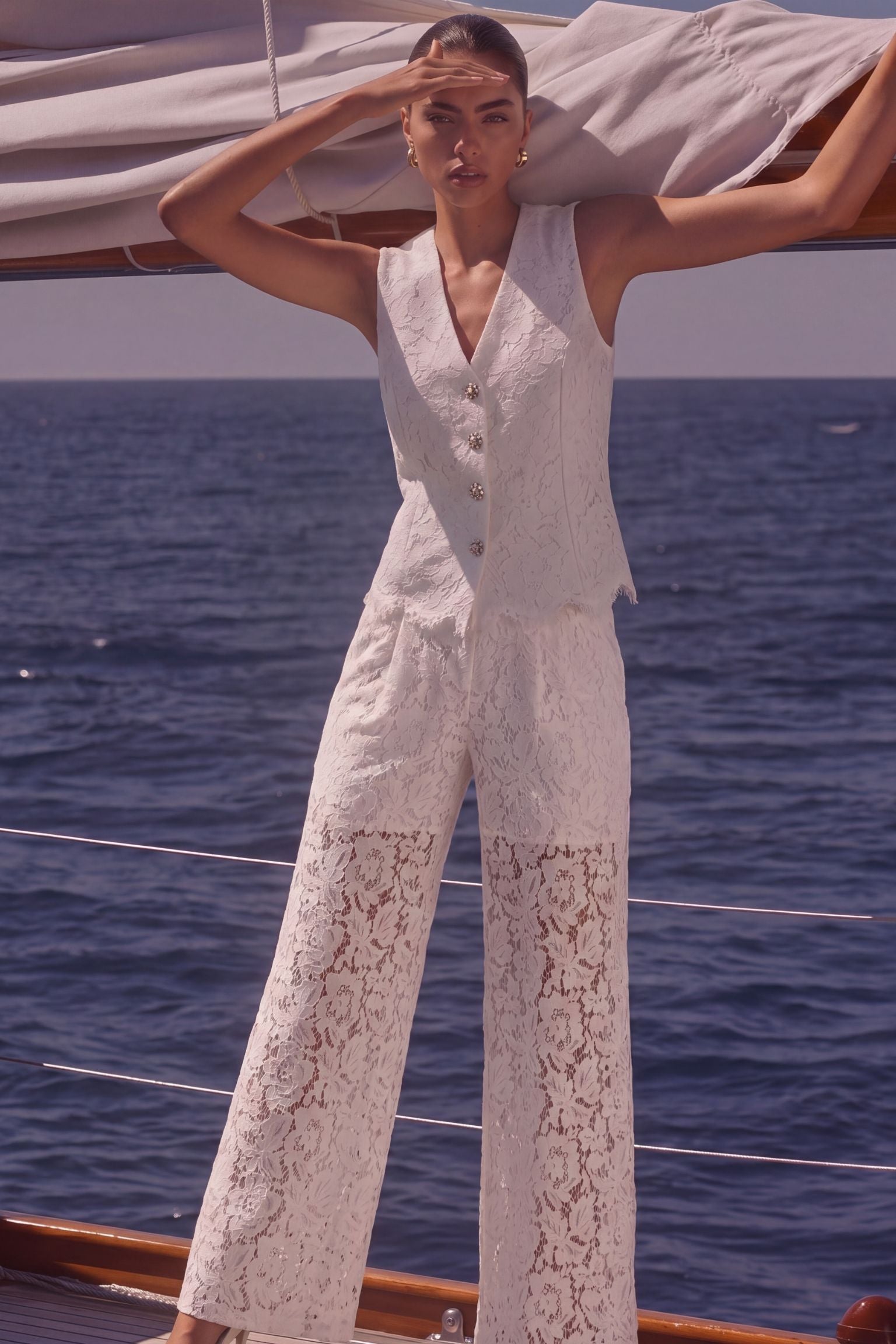 Eteri Tailored Lace Trousers